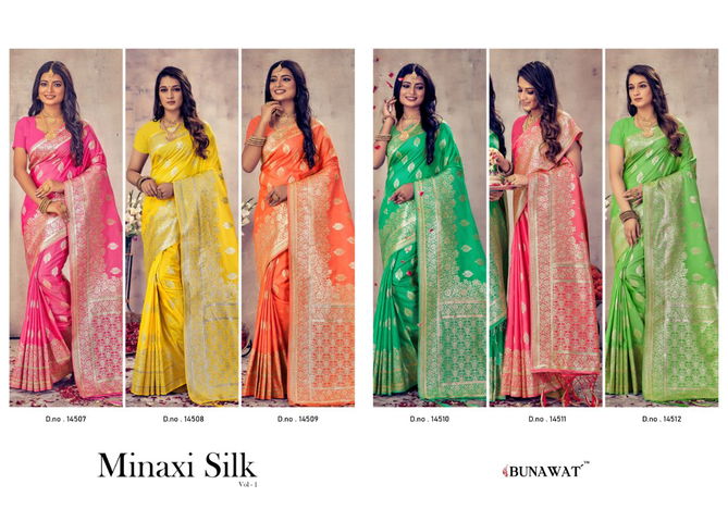 Minaxi Silk Vol 1 By Bunawat Banarasi Silk Sarees Catalog
